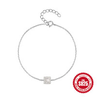 Sterling Silver Geometric Halo Chain Bracelet