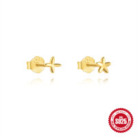 Gold-Plated Floral Stud Earrings