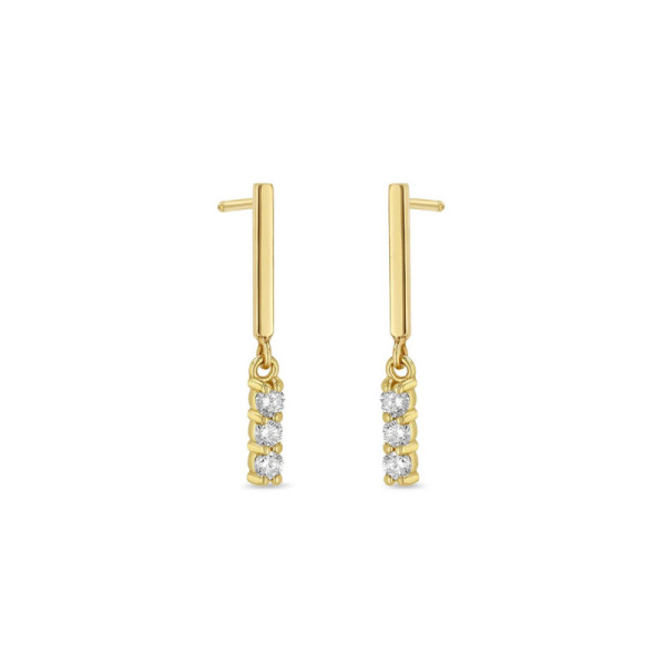 Gold Drop Earrings with Cubic Zirconia