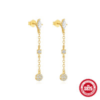 Gold-Plated Cubic Zirconia Dangle Earrings