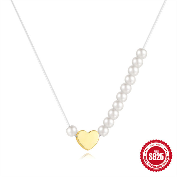 925 Silver Two-Tone Heart Pendant Necklace