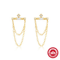 Gold-Plated Geometric Chain Dangle Earrings