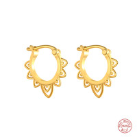 925 Silver Gold-Tone Bohemian Small Hoop Earrings