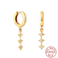 Gold-Tone Geometric Dangle Huggie Earrings