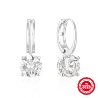 925 Silver Huggie Hoop Earrings with CZ