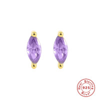 Amethyst Two-Tone Stud Earrings