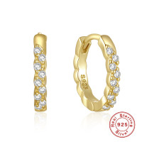 Gold-Plated Cubic Zirconia Huggie Earrings