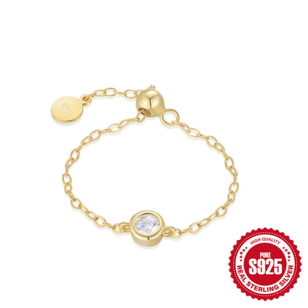 S925 Gold-Plated Bezel-Set Chain Bracelet