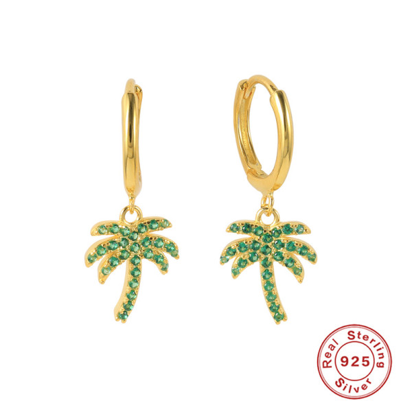 Gold-Plated Palm Tree Dangle Earrings