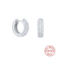 Sterling Silver Pavé Huggie Earrings