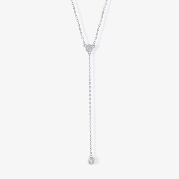 925 Silver Lariat Necklace with Cubic Zirconia