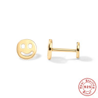 Gold-Tone Smiley Face Stud Earrings