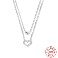 Sterling Silver Heart Layered Necklace