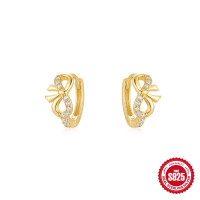 Gold-Plated Bow Huggie Earrings