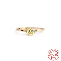 925 Silver Yellow Stone Solitaire Ring