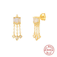 Gold-Plated Geometric Dangle Earrings