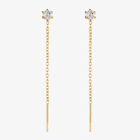 Gold Threader Earrings with Cubic Zirconia