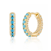 Gold & Turquoise Small Hoop Earrings