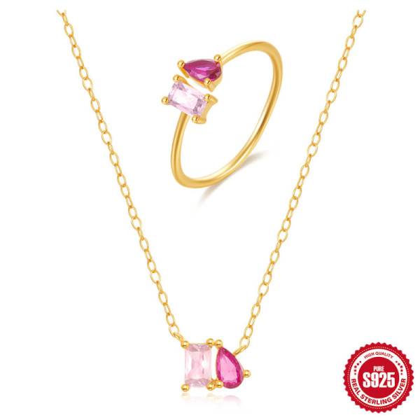 Gold-Plated Sterling Silver Necklace and Ring Set