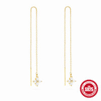 Gold Threader Earrings with Cubic Zirconia