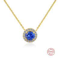 Gold-Plated Sterling Silver Halo Pendant Necklace
