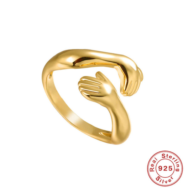 Gold-Tone Hand Motif Open Band Ring