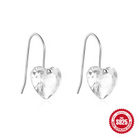 925 Silver Heart Crystal Drop Earrings