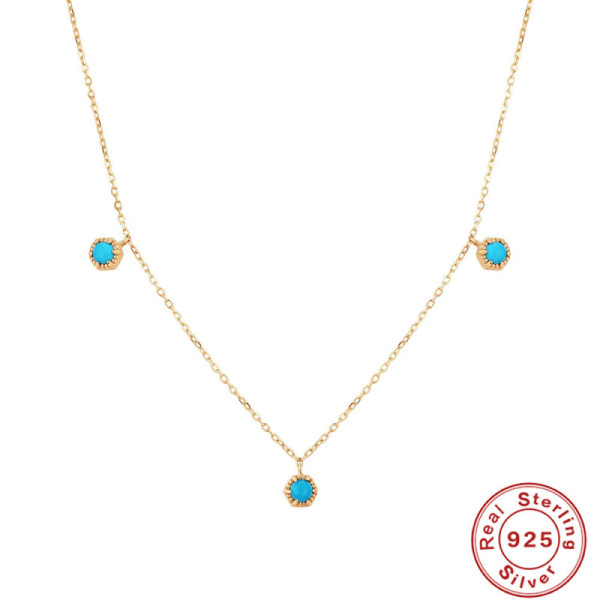 925 Silver Turquoise Charm Necklace
