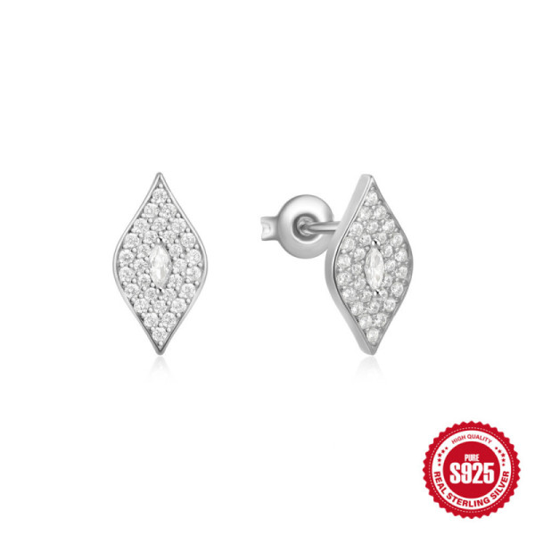 925 Silver Pavé Geometric Stud Earrings