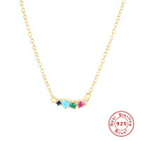 925 Silver Multicolor Stone Chain Necklace