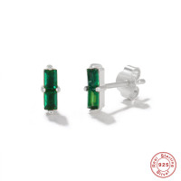 925 Silver Emerald Stud Earrings