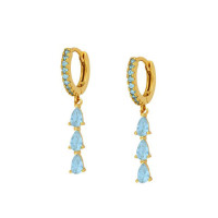 Gold-Plated Blue Crystal Drop Earrings
