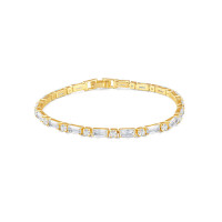 Gold-Plated Baguette Cut Tennis Bracelet