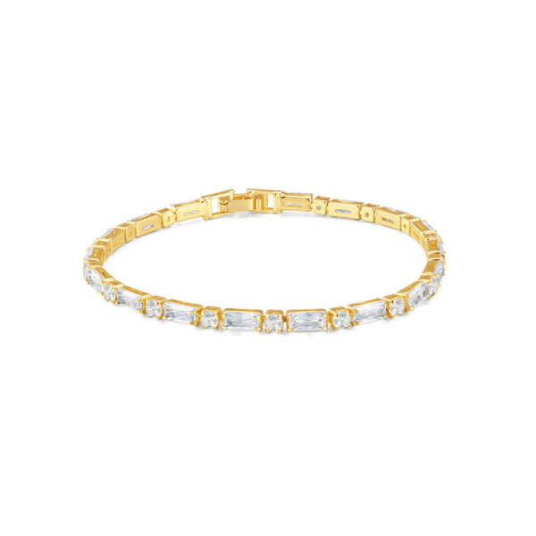 Gold-Plated Baguette Cut Tennis Bracelet