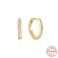 Gold-Plated Pavé Crystal Small Hoop Earrings