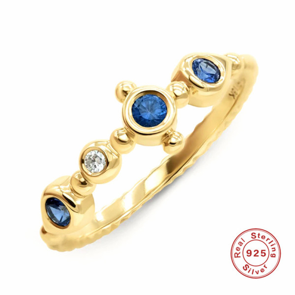 Gold-Plated Sapphire Band Ring