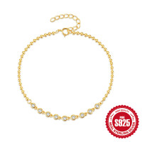 925 Silver Gold-Tone Crystal Tennis Bracelet
