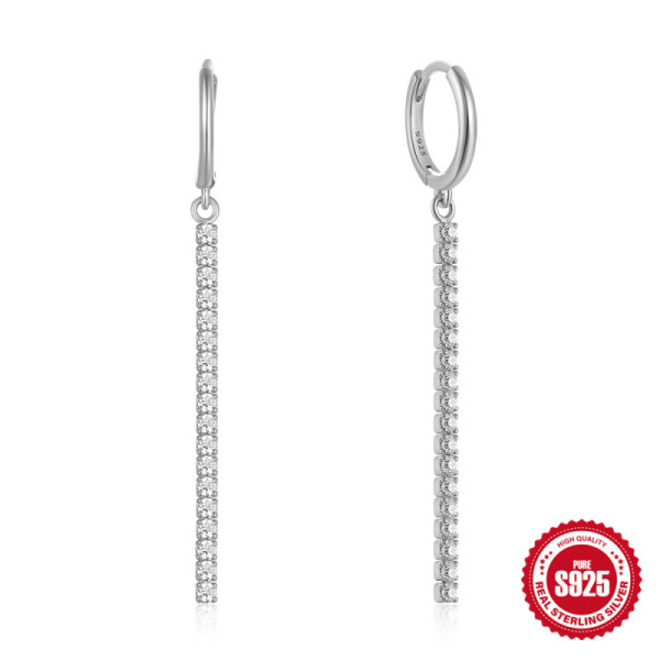 Sterling Silver Cubic Zirconia Dangle Earrings