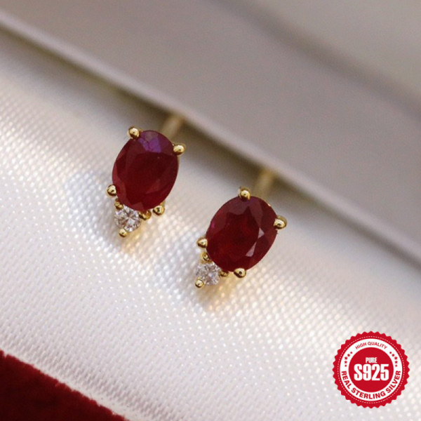 925 Silver Ruby Stud Earrings