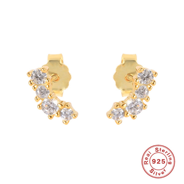 Gold-Plated Cubic Zirconia Stud Earrings