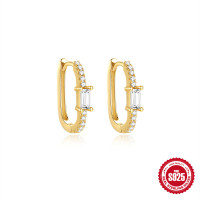 Gold-Finish Cubic Zirconia Huggie Earrings