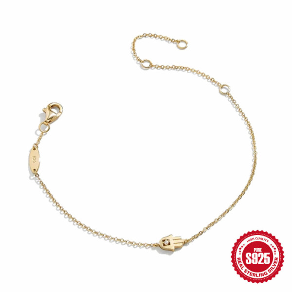 Gold-Finished Hamsa Charm Chain Bracelet