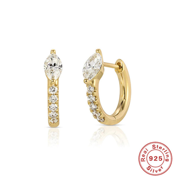 Gold-Plated Cubic Zirconia Huggie Earrings