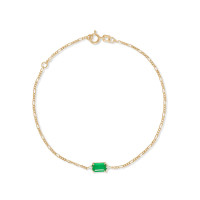 Gold-Plated Minimalist Emerald Chain Bracelet
