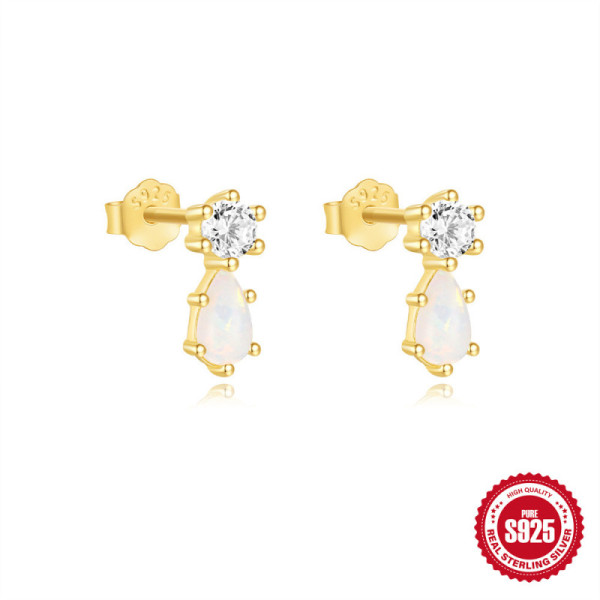 Gold-Plated Mixed Stone Drop Earrings