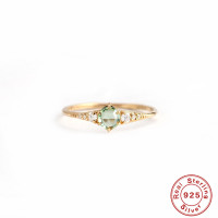 925 Silver Green Gemstone Delicate Ring