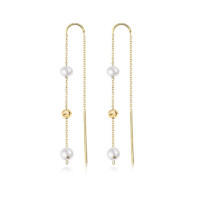Gold Threader Earrings with Pearls