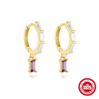 Gold-Plated Gemstone Hoop Earrings