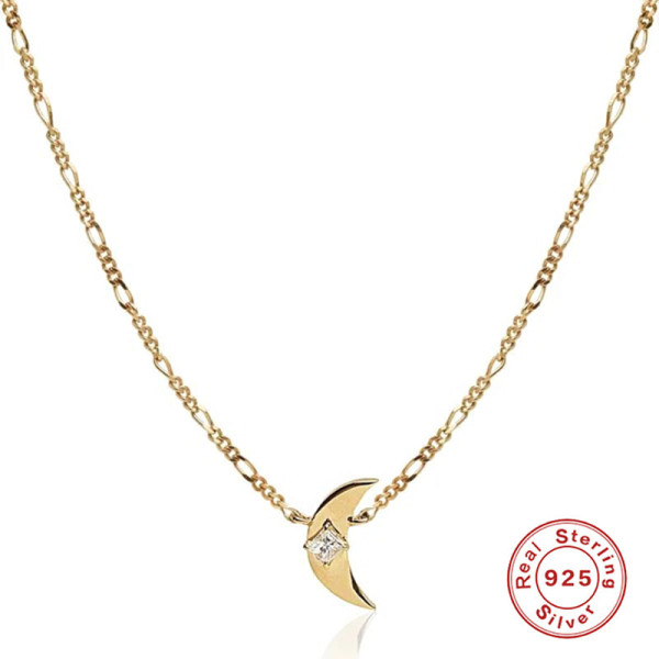 Gold-Tone Moon Pendant Necklace