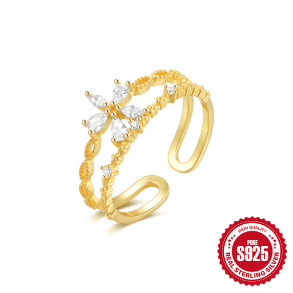 Gold-Plated Butterfly Cubic Zirconia Ring